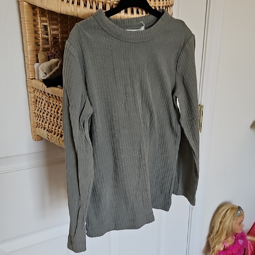 H&M Ribbed Top in Dusty Blue